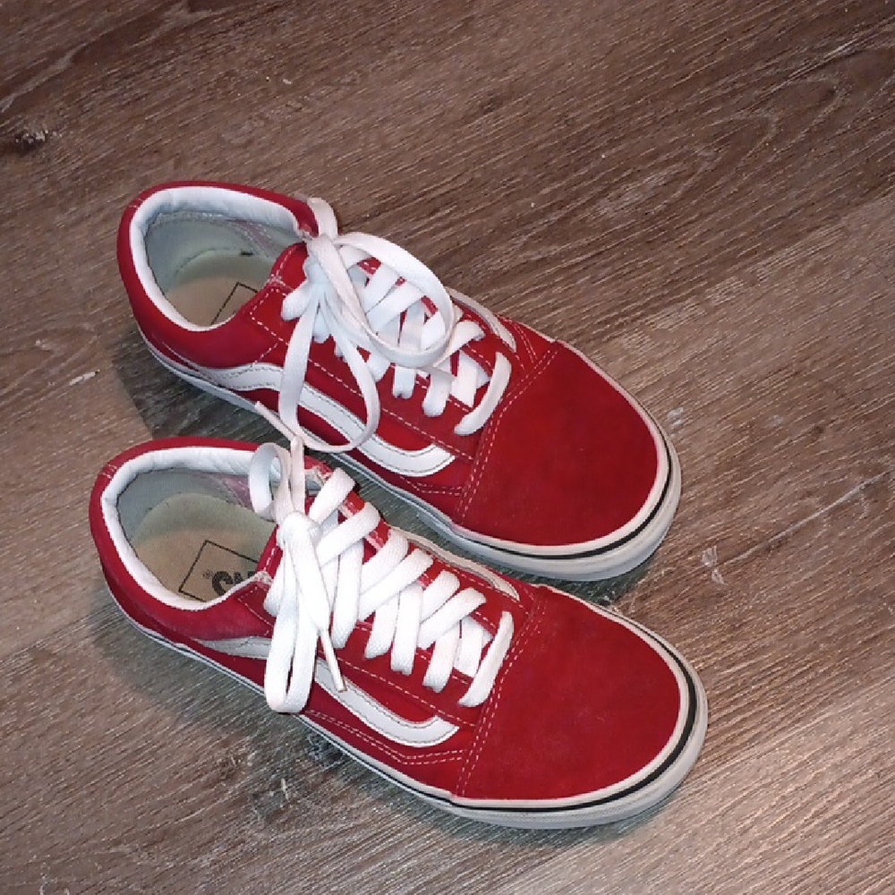 Vans Red and White Women's Sneakers - Picture 7 of 9